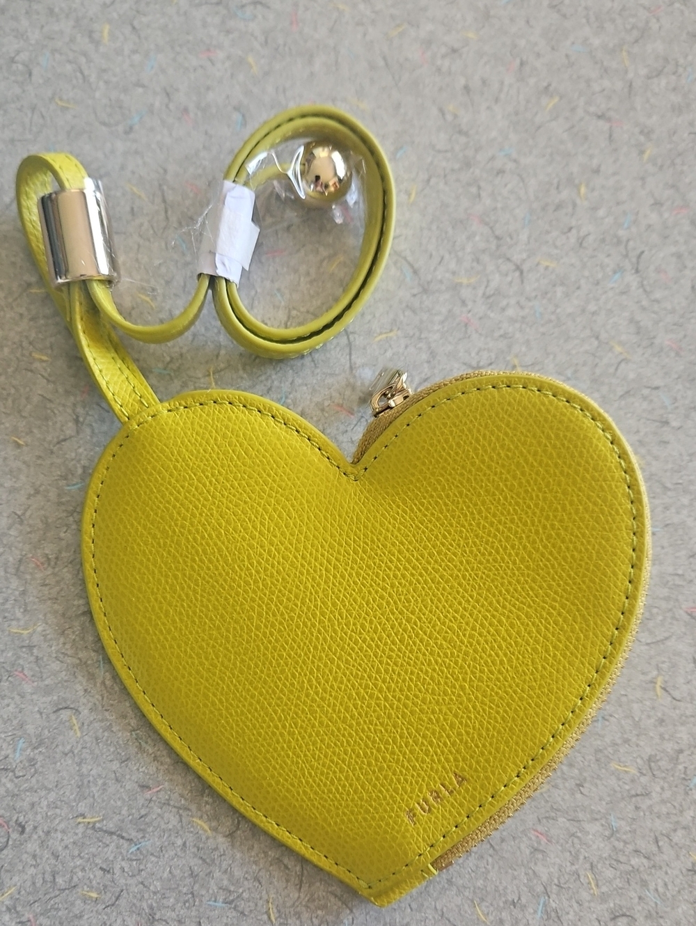 FURLA Heart-Shaped Coin Purse Wristlet- Yellow